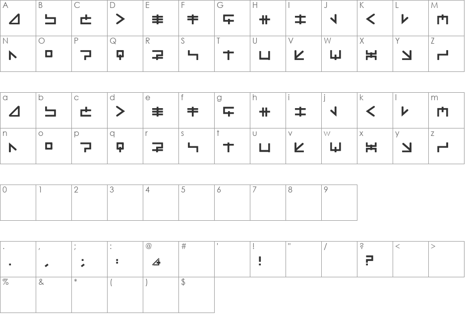 MindFields font character map preview