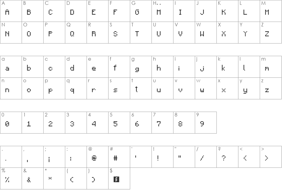 Minecraft PL Font font character map preview