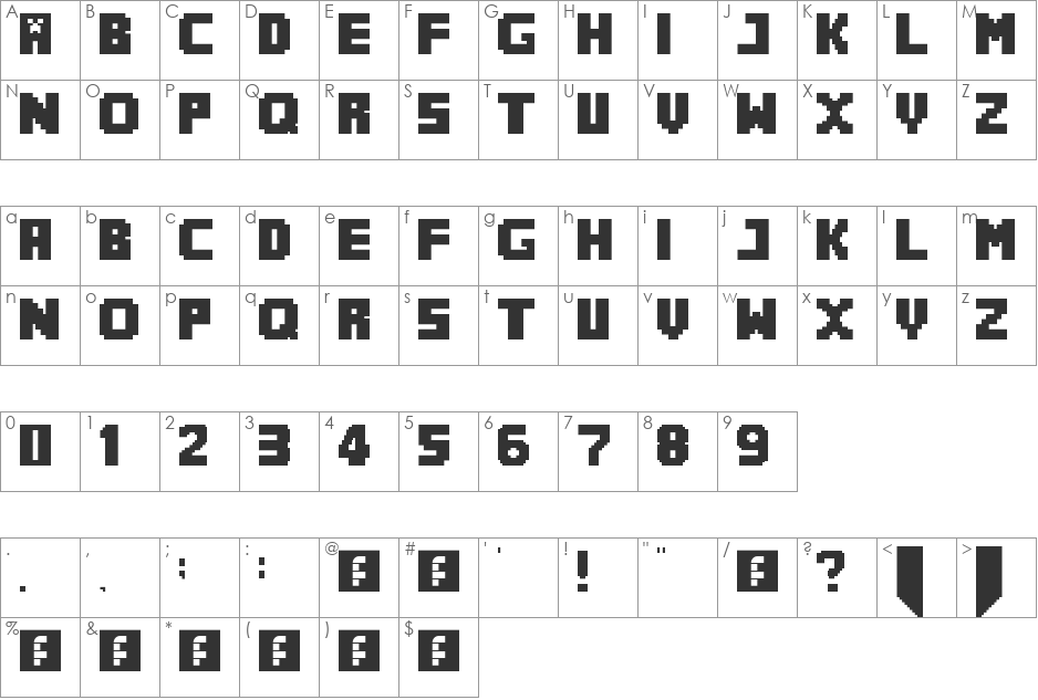 MineCrafter 2.0 font character map preview
