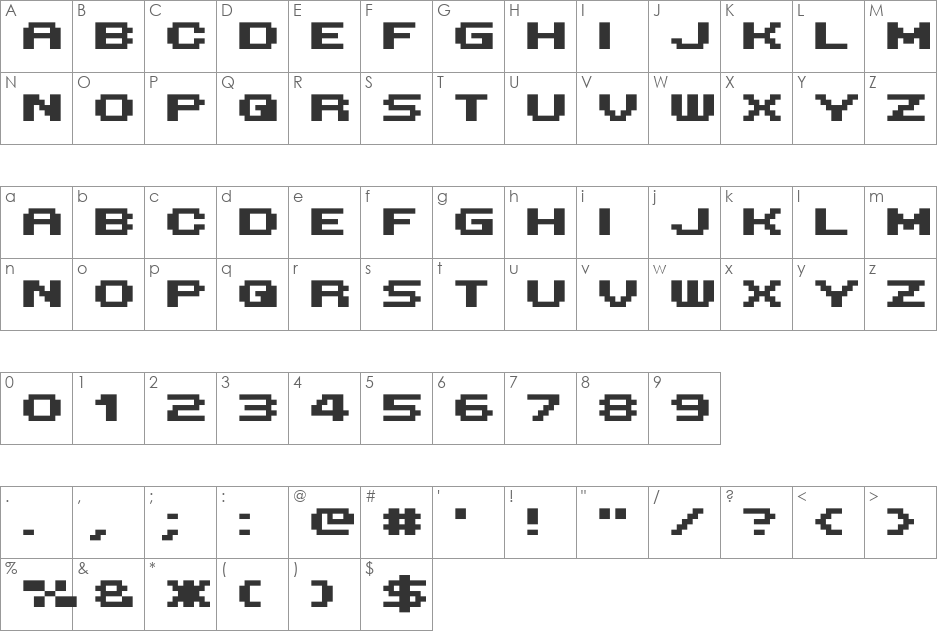 MINI 7 Extended font character map preview