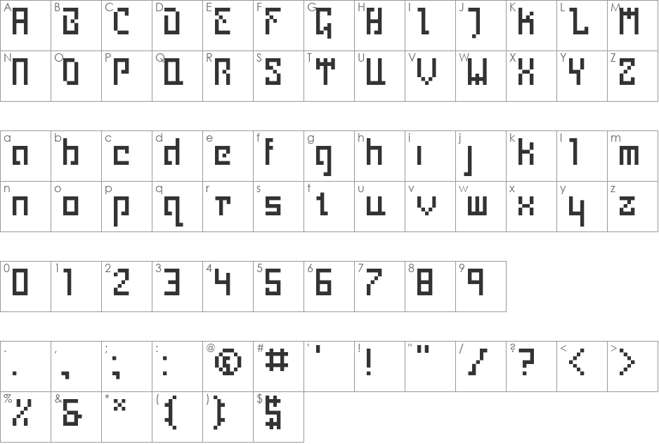 minimal font character map preview
