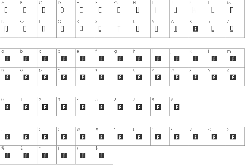 Minimal font character map preview