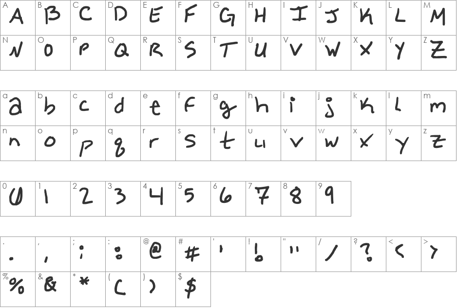 minimart font character map preview