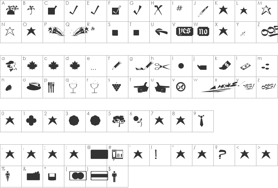 MiniPics-Normal font character map preview