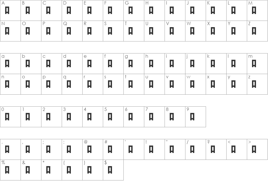 MINIRUS font character map preview