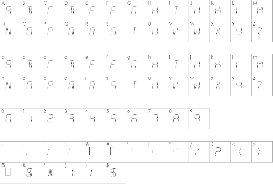 Minisystem font character map preview