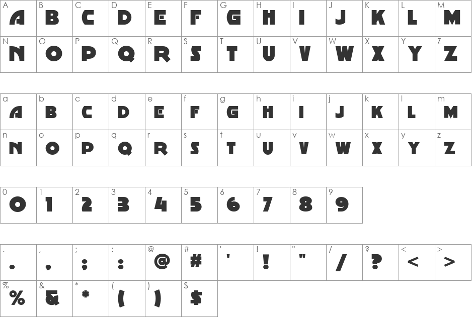 Minstrel Poster NF font character map preview