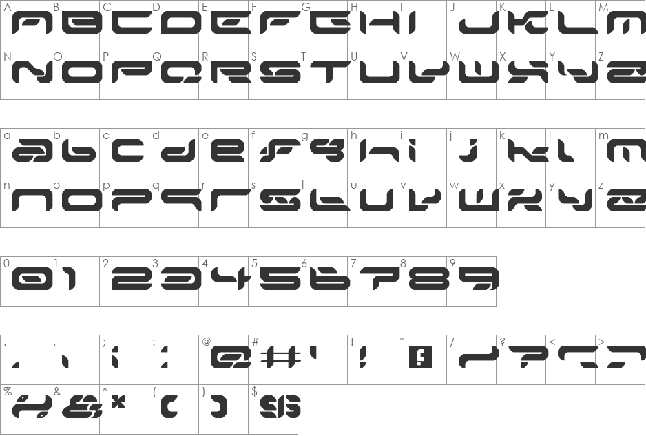 Mionta font character map preview