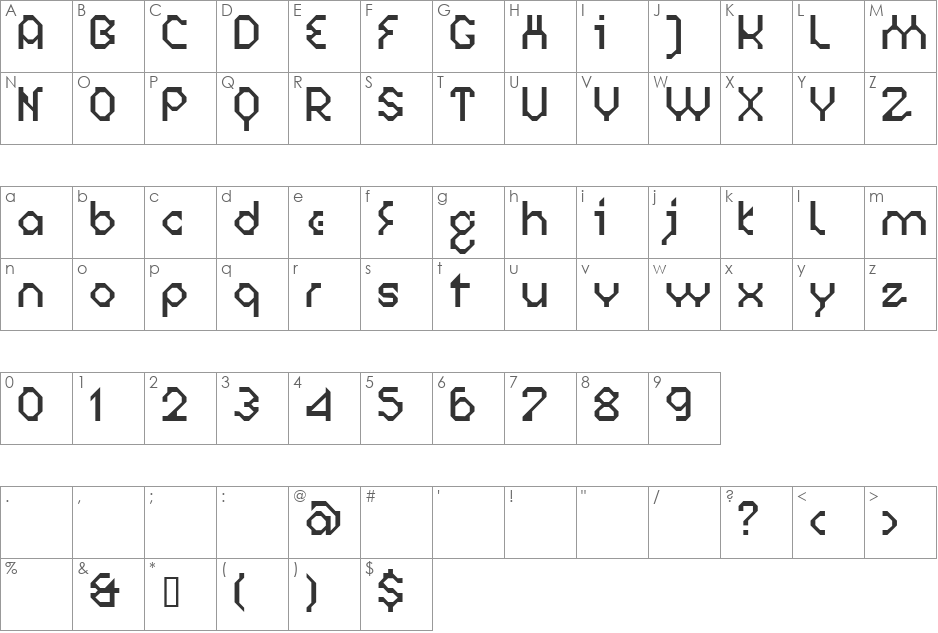 MIR font character map preview