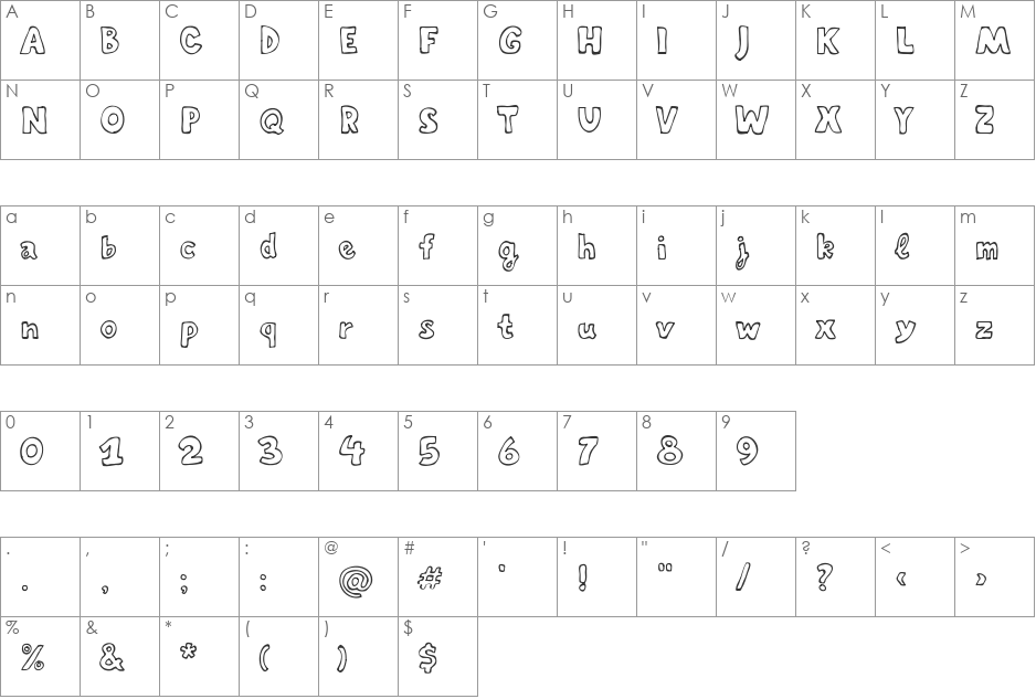 Mirvoshar font character map preview