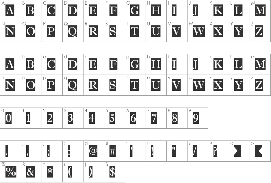 a_AntiqueTitulTradyCm font character map preview