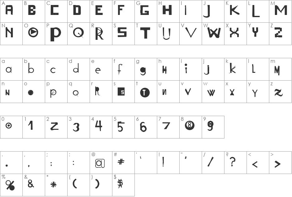 acogessic font character map preview