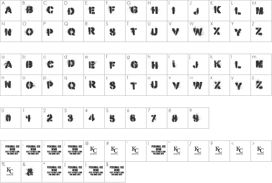 Misdemeanor font character map preview