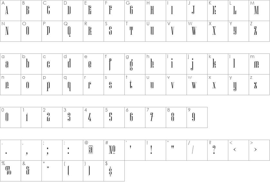 Miserichordia font character map preview