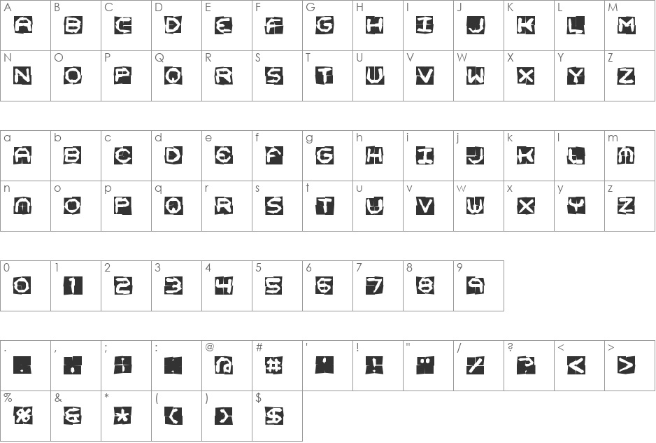 Mishmash 4x4o BRK font character map preview