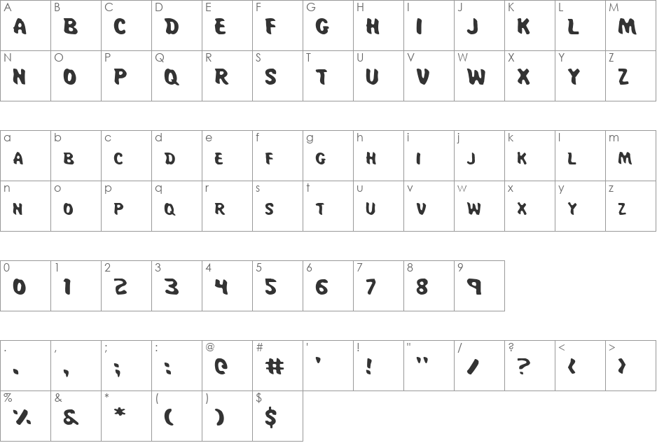 Miss Amanda Shadow ItalExp font character map preview