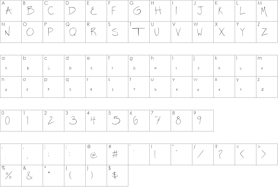 Miss Diikae font character map preview