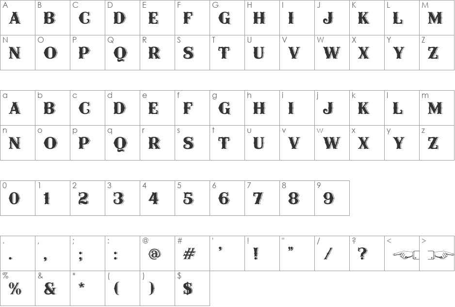 Miss Scarlett font character map preview