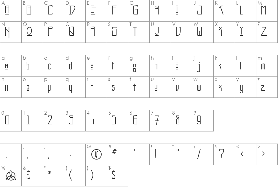 Mission K font character map preview