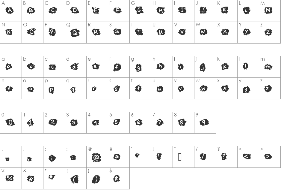 MissTerious font character map preview
