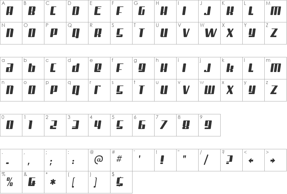 Mister Firley font character map preview