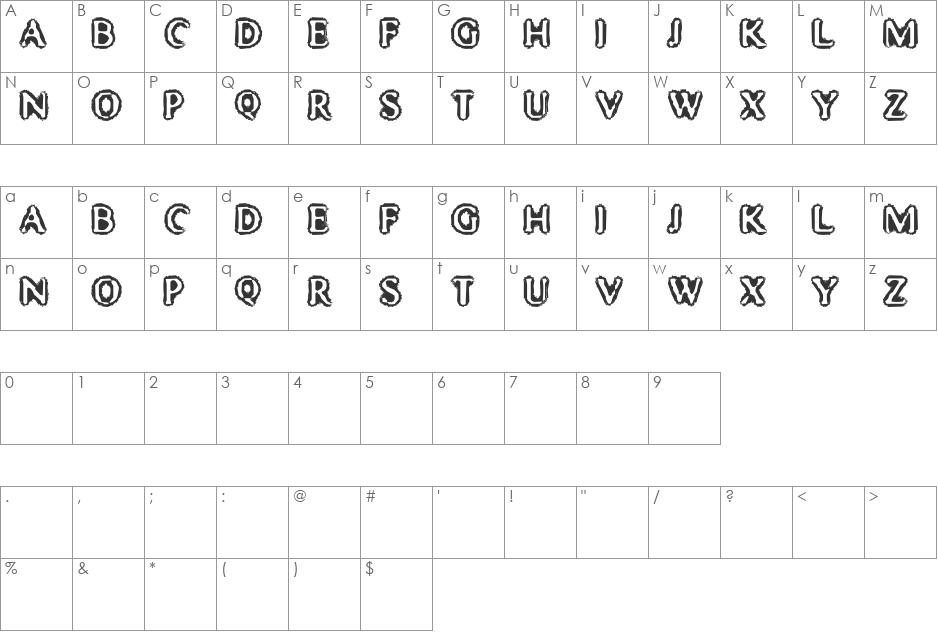 Mister Haddaris font character map preview