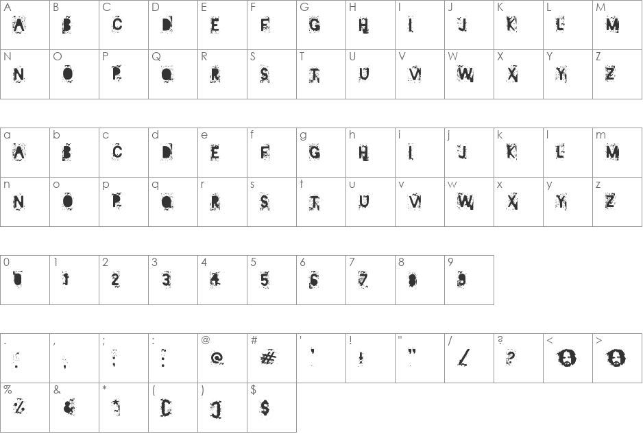 Mister Manson font character map preview