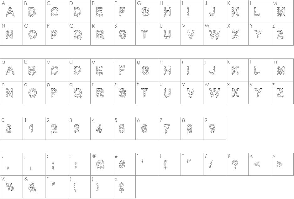 Mister Muerte font character map preview