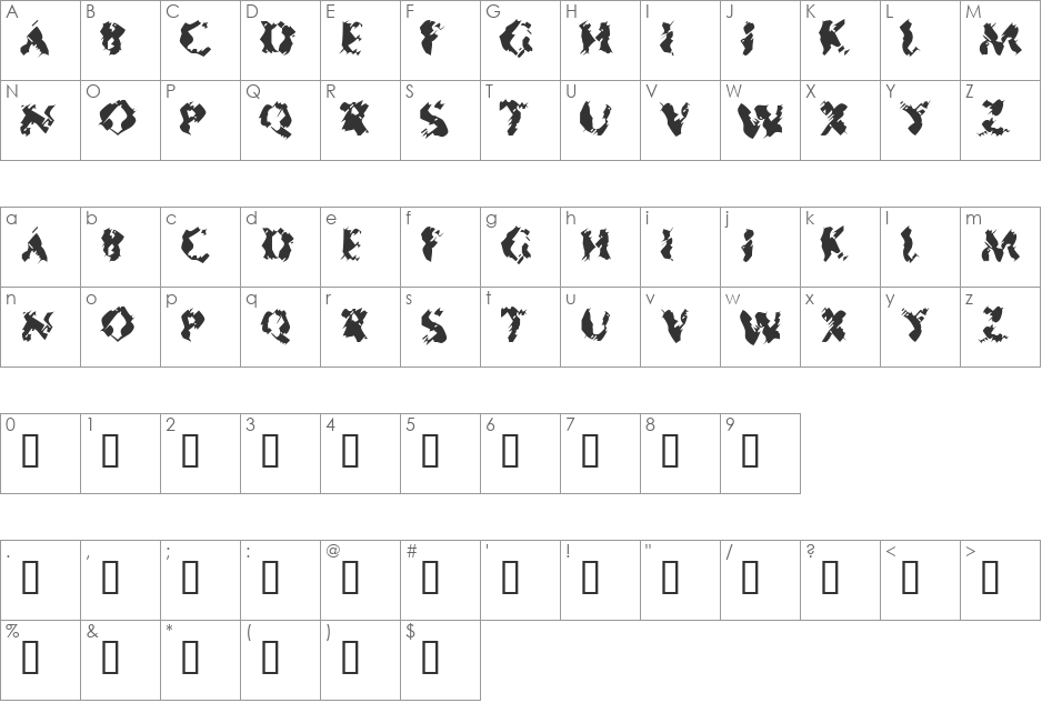 Mister Sinister font character map preview