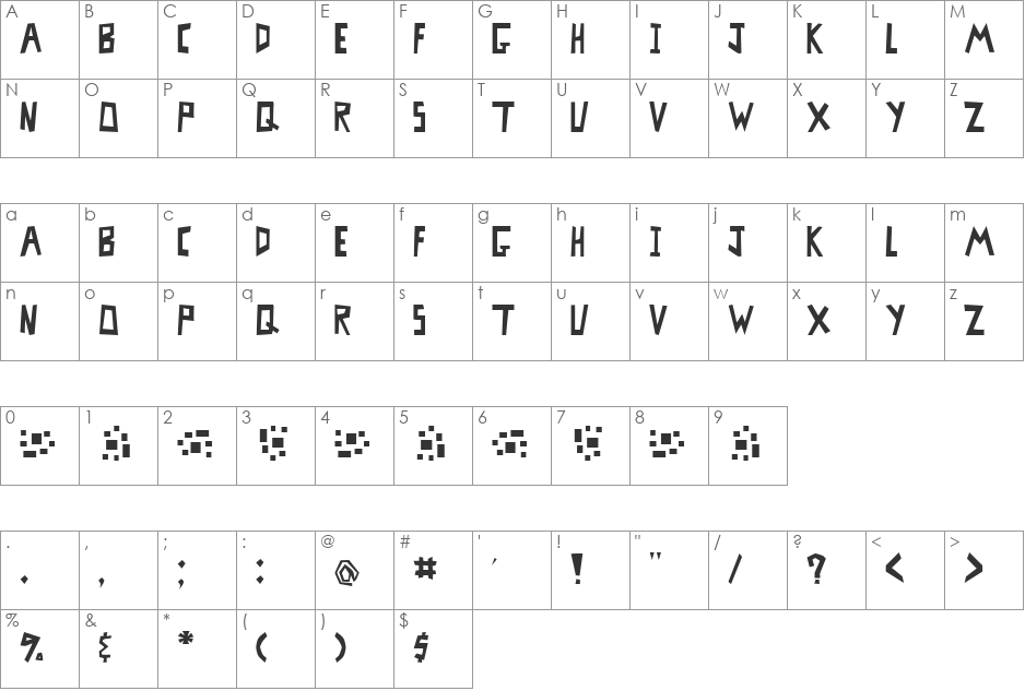MisterBass font character map preview