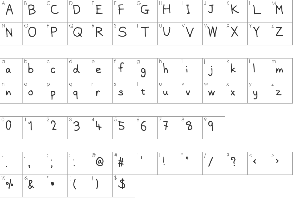 miwaza neat handwriting font character map preview