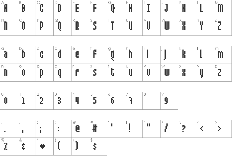 Mixelate III font character map preview