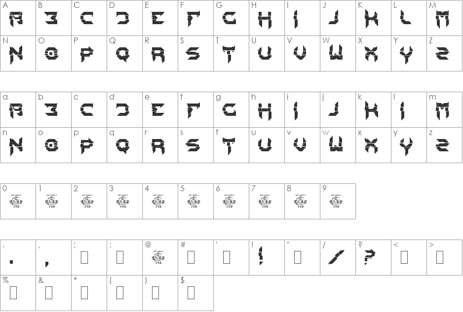 Mixit font character map preview