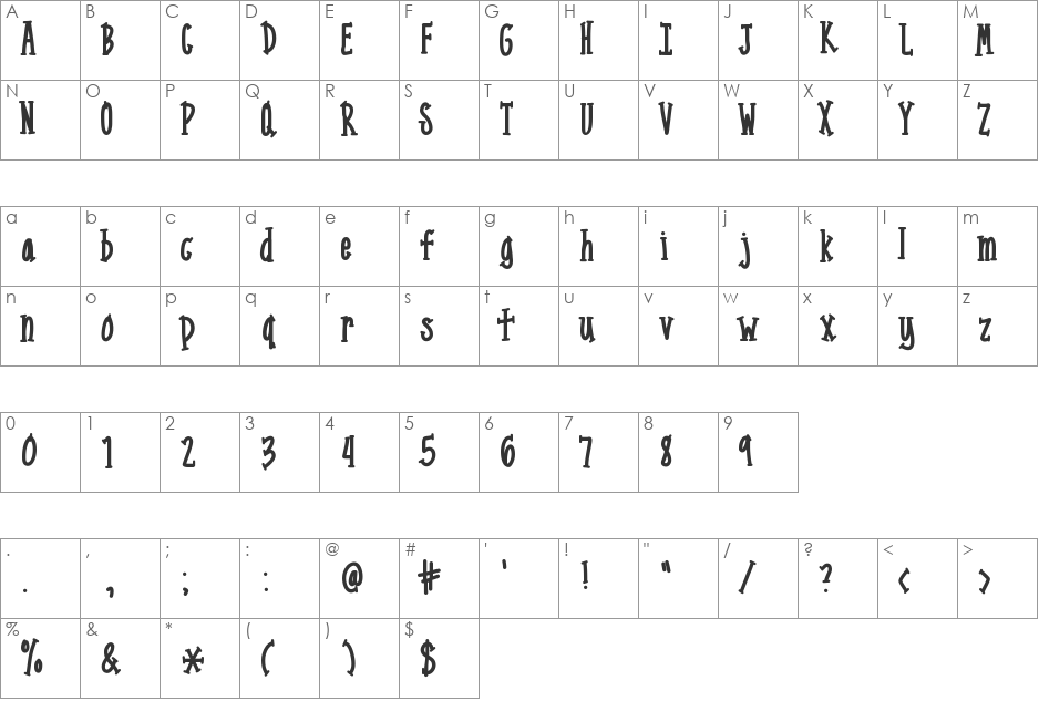 MixNarrowSerif font character map preview