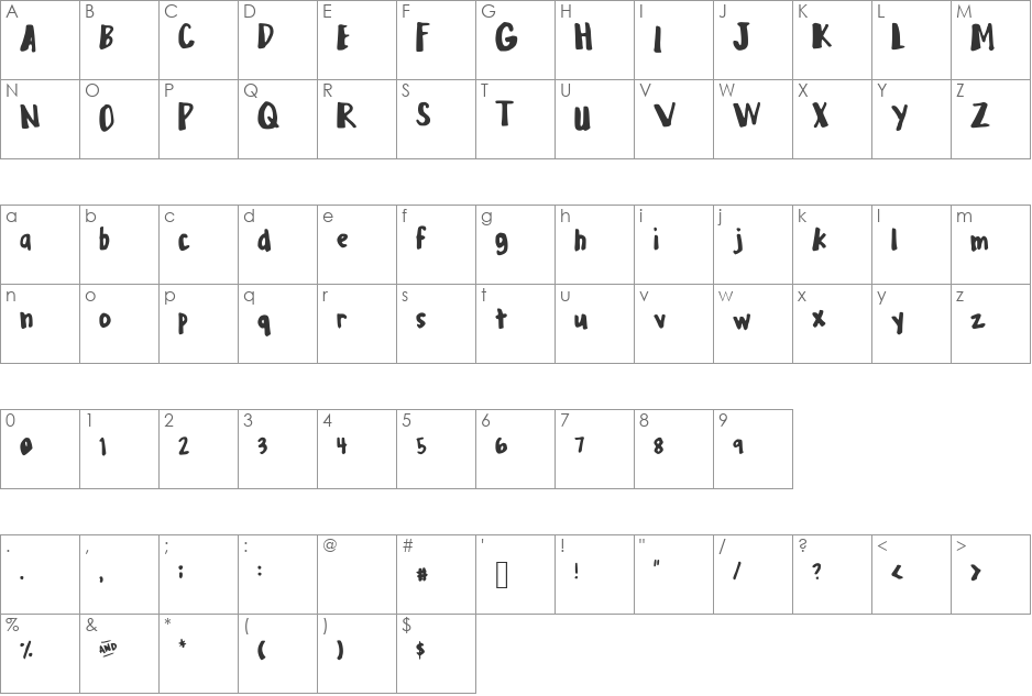 MixPlump font character map preview