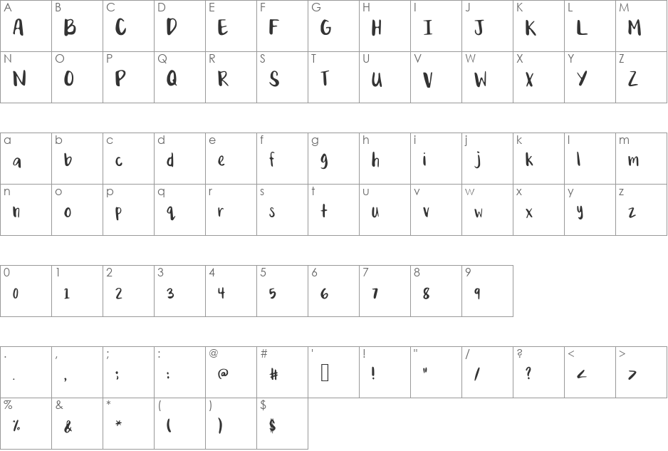 MixQuixotic font character map preview