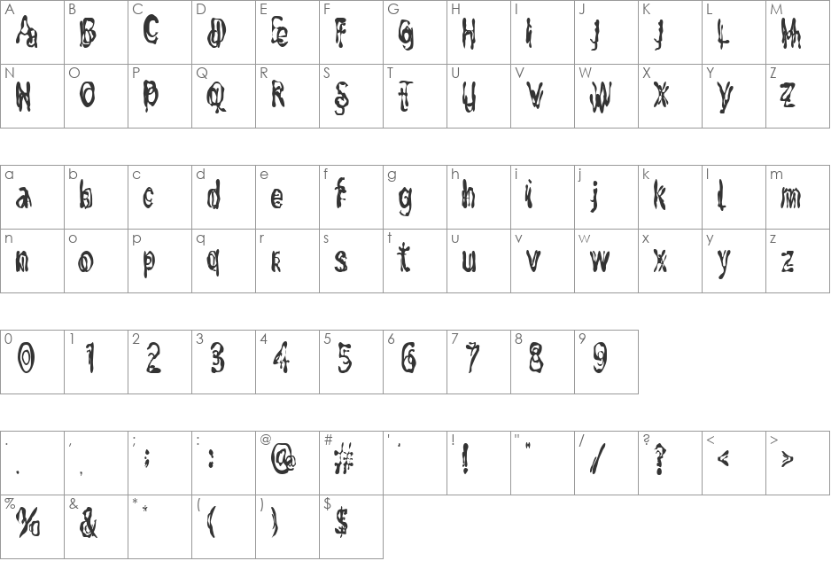 MixUpCondensed font character map preview