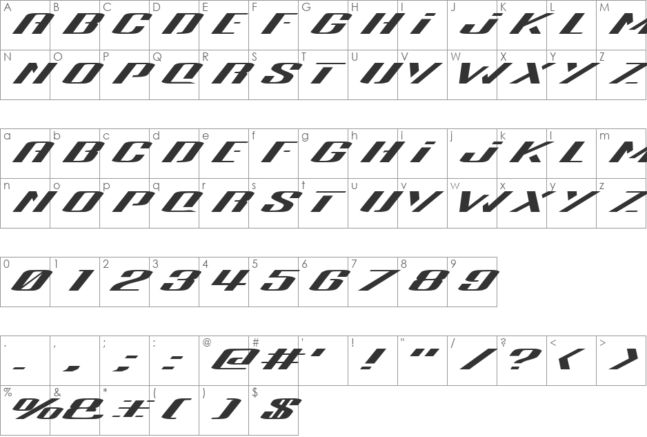 MK Cu font character map preview
