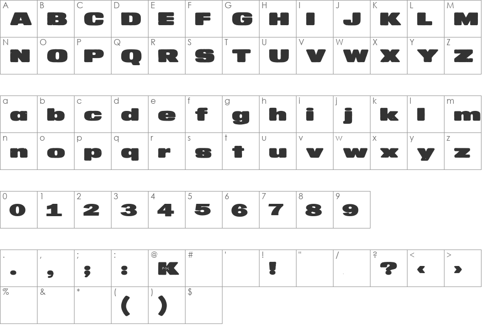MKaputt-Expanded font character map preview