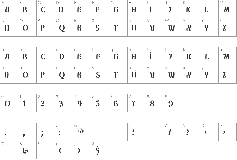 MKlungerFS font character map preview