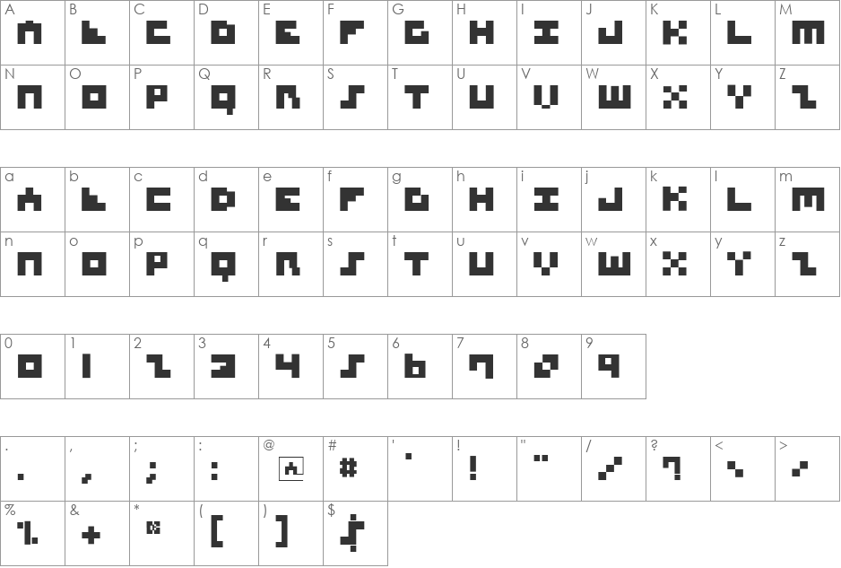MKSquaresHatch45-Black font character map preview