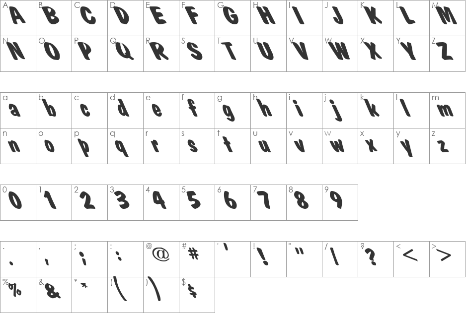 Mkt Bold Plain: Lefty font character map preview