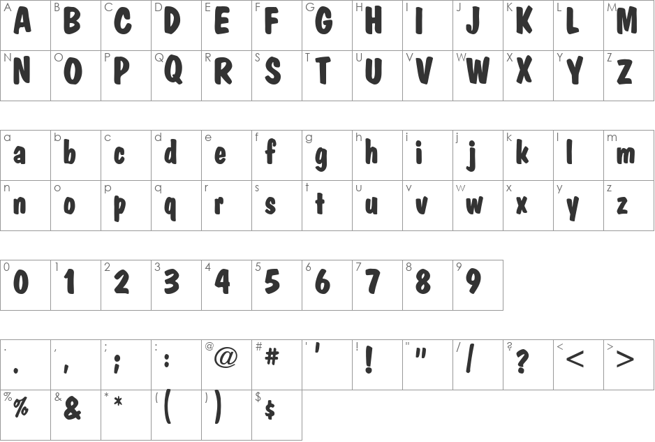 MktBold Plain: font character map preview