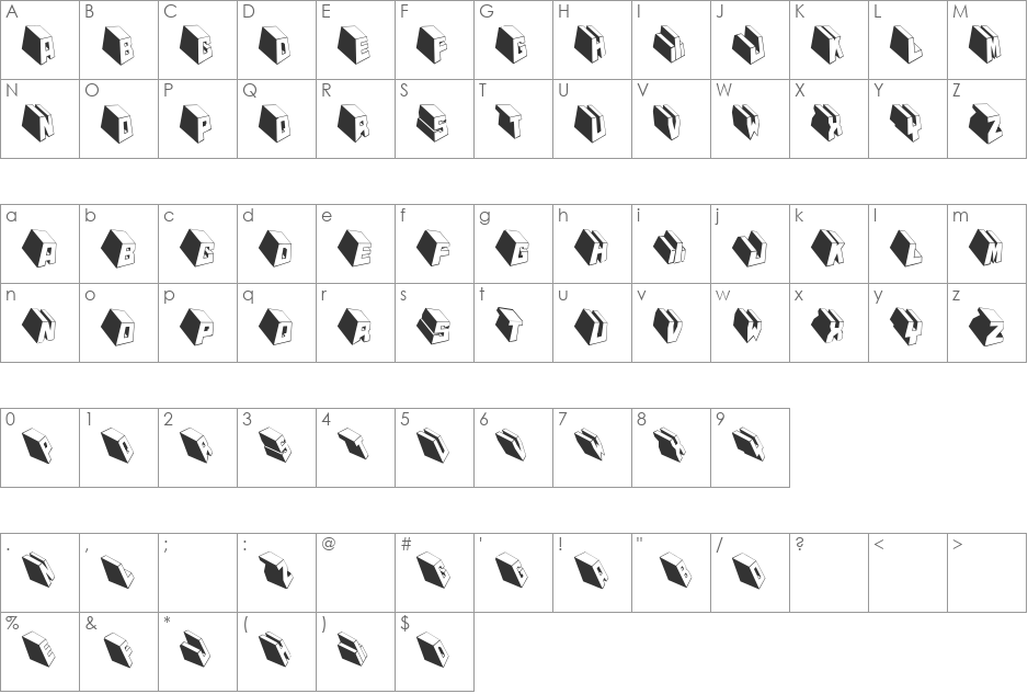 MKTypobricksRough font character map preview