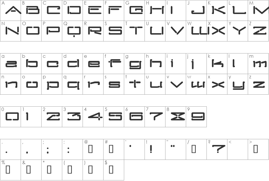 MKUltra font character map preview