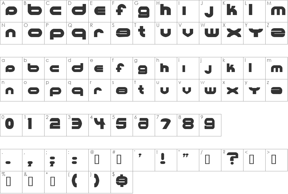 MKUltra font character map preview