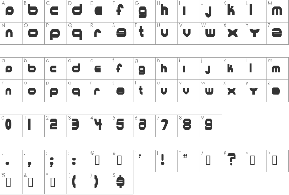 MKUltraCondensed font character map preview