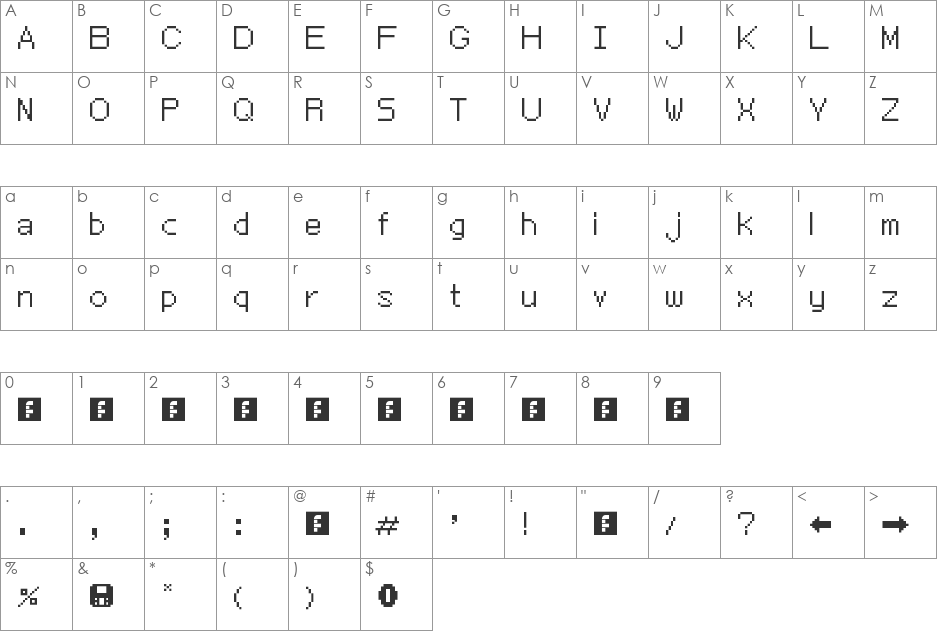 ML 3 Text font character map preview