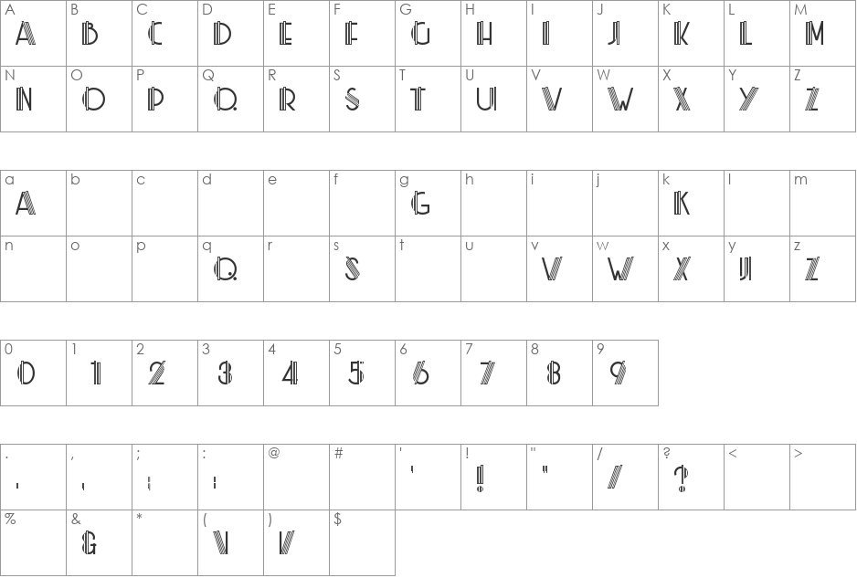 ML Rainbow KK font character map preview