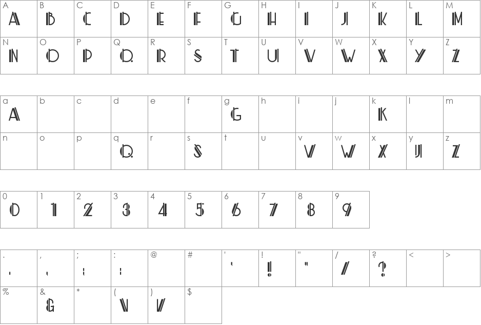 ML ZigZag KK font character map preview